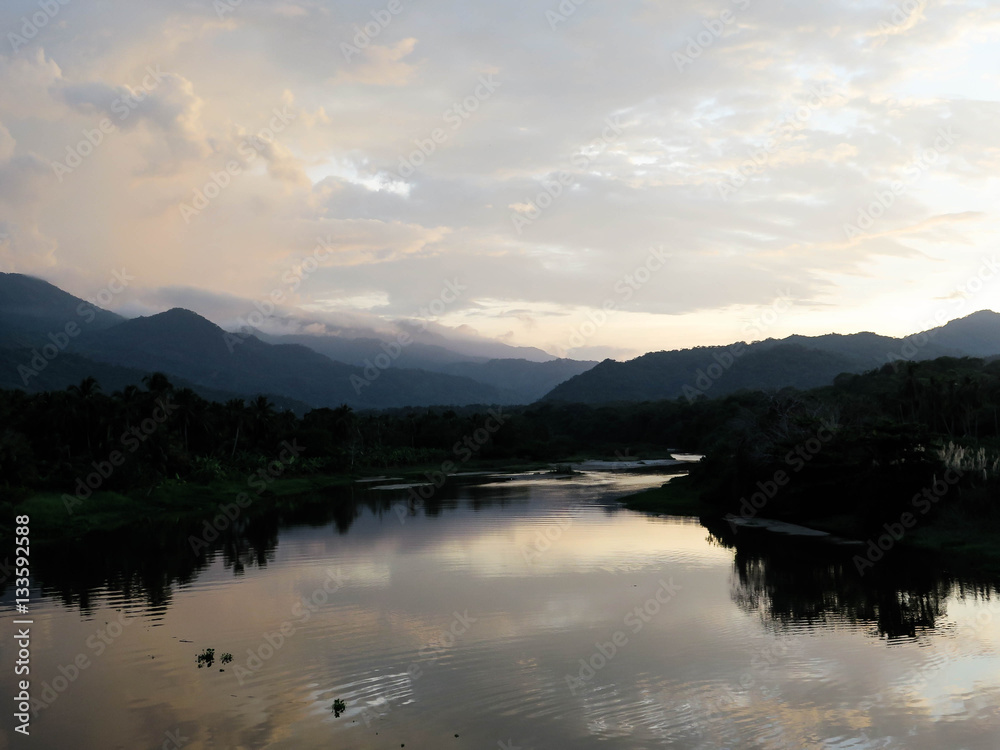 Evening looking over the river in Colombia's Tayrona National Nature Park