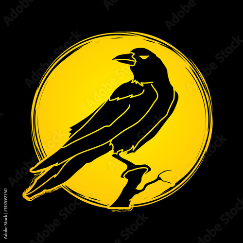 Crow designed on moonlight background graphic vector.