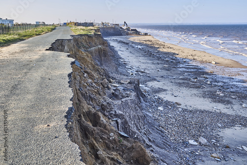 Valokuvatapetti Coastal erosion of the cliffs at Skipsea, Yorkshire