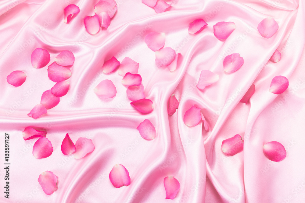 sweet pink roses petal on soft pink silk fabric sweet pink roses petal on soft pink silk fabric
