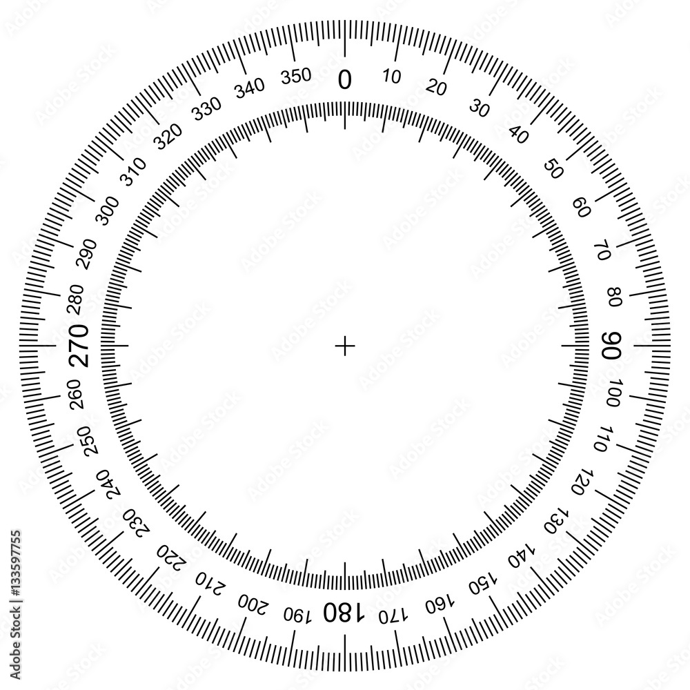blank protractor Actual Size Graduation isolated on background vector