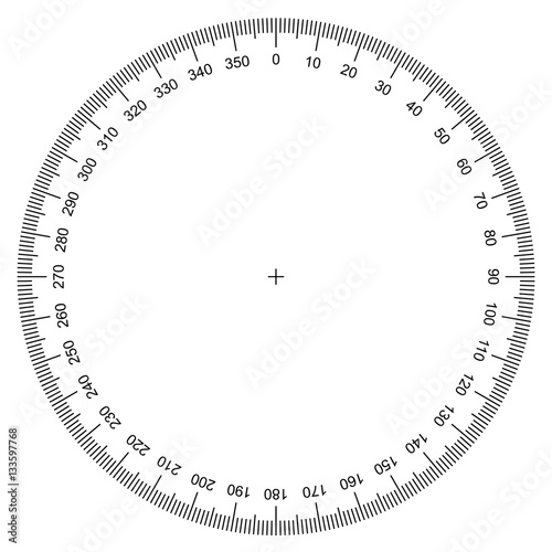 blank protractor - Actual Size Graduation isolated on background vector 