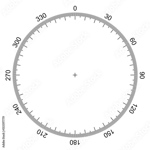 blank protractor - Actual Size Graduation isolated on background vector
