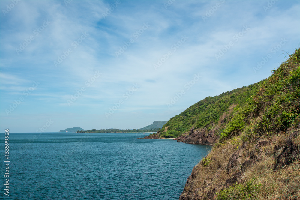 Fototapeta premium Khao Bo Toei mountain at Kung-krabaen beach , Chantaburi in T