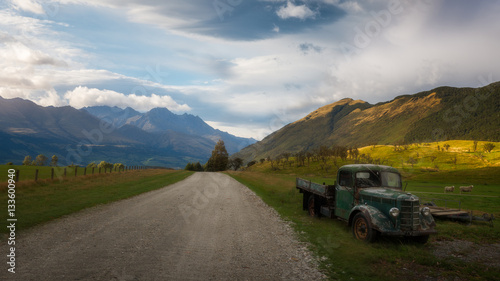 Old truck by the side of a country road in New Zealand
