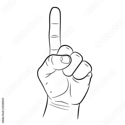 squeezed the hand with a raised index finger on white background of vector illustrations