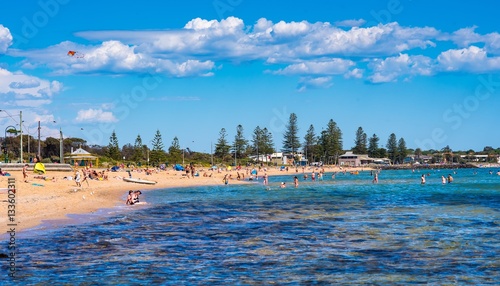  A sunny day with people at Elwood Beach in Elwood, Victoria, Australia photo