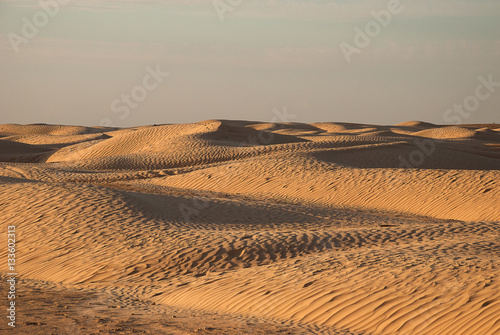 Dunes of sand in the desert. Sahara, Tunisia