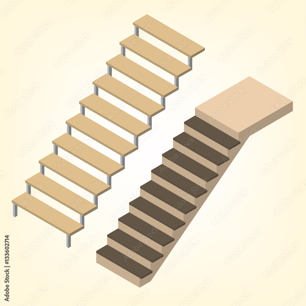 Obraz premium Flight of stairs isometric vector illustration.