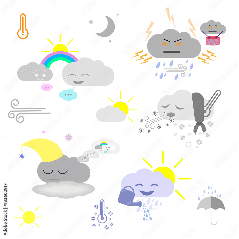 Obraz premium weather cartoon's icons