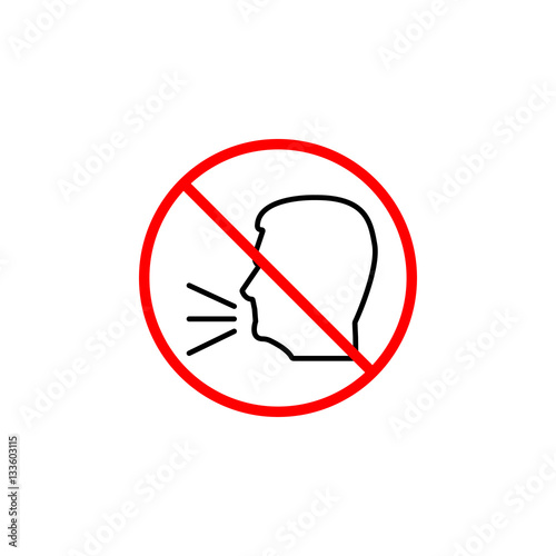 Keep quiet line icon, no speak prohibition sign, forbidden keep silence, vector graphics, a linear pattern red on a white background, eps 10.