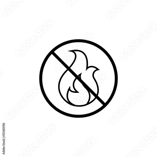 No fire line icon, warning prohibition sign, forbidden no open flame, vector graphics, a linear pattern on a white background, eps 10.