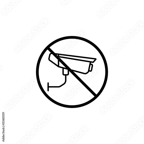 No surveillance line icon, no security camera prohibition sign, forbidden ban or stop, vector graphics, a linear pattern  on a white background, eps 10.