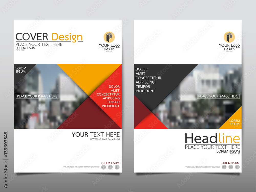 Yellow and red flyer cover business brochure vector design, Leaflet ...