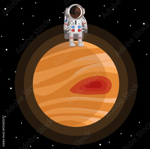 astronaut standing on jupiter near the great red spot