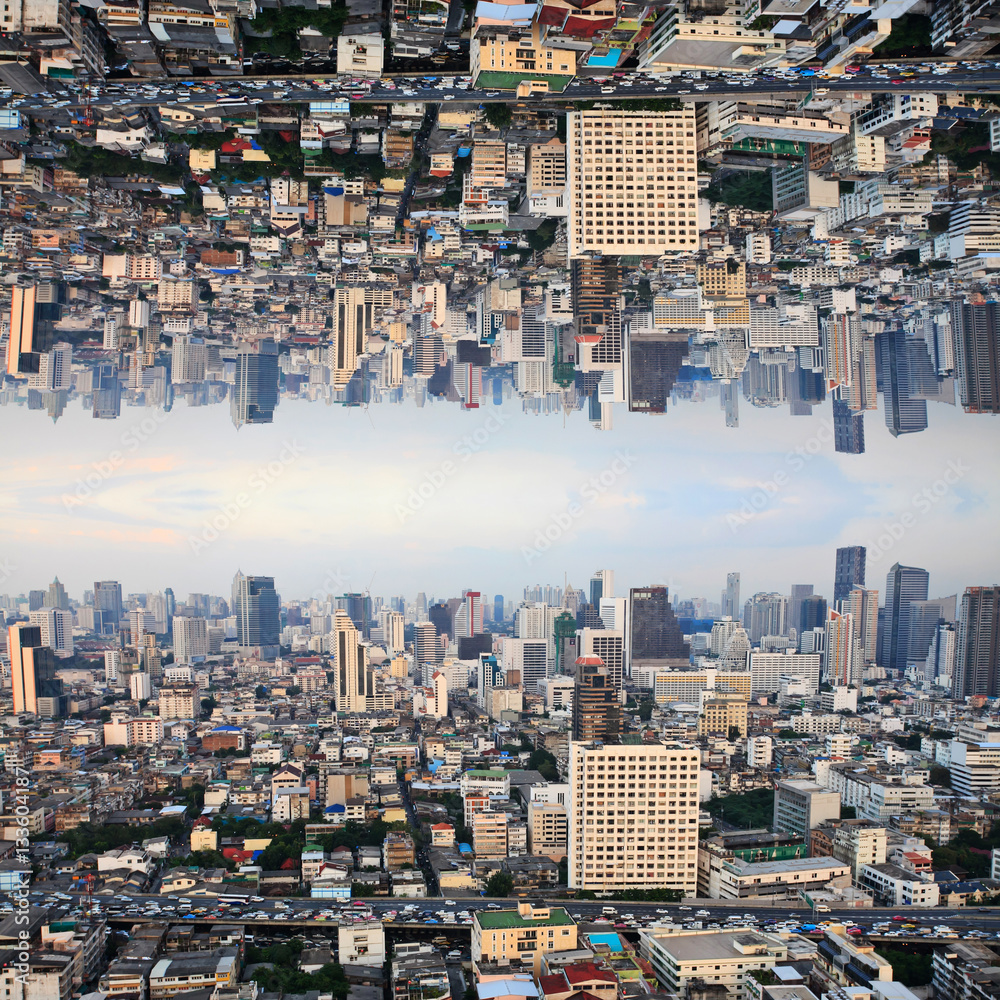 Fototapeta premium Exposure of city reflection.