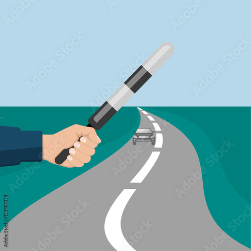 The police officer's hand holding