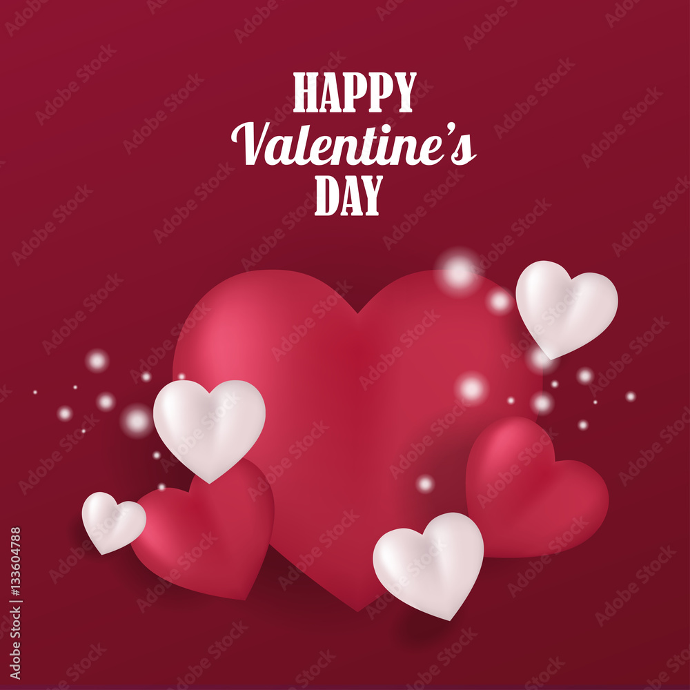 Happy Valentine's day greeting card with hearts.