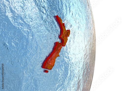 New Zealand in red on Earth