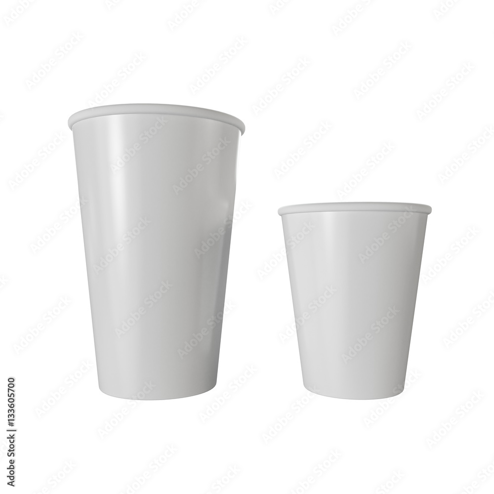 Fast food isolated white paper cups. Fast food isolated white paper cups.