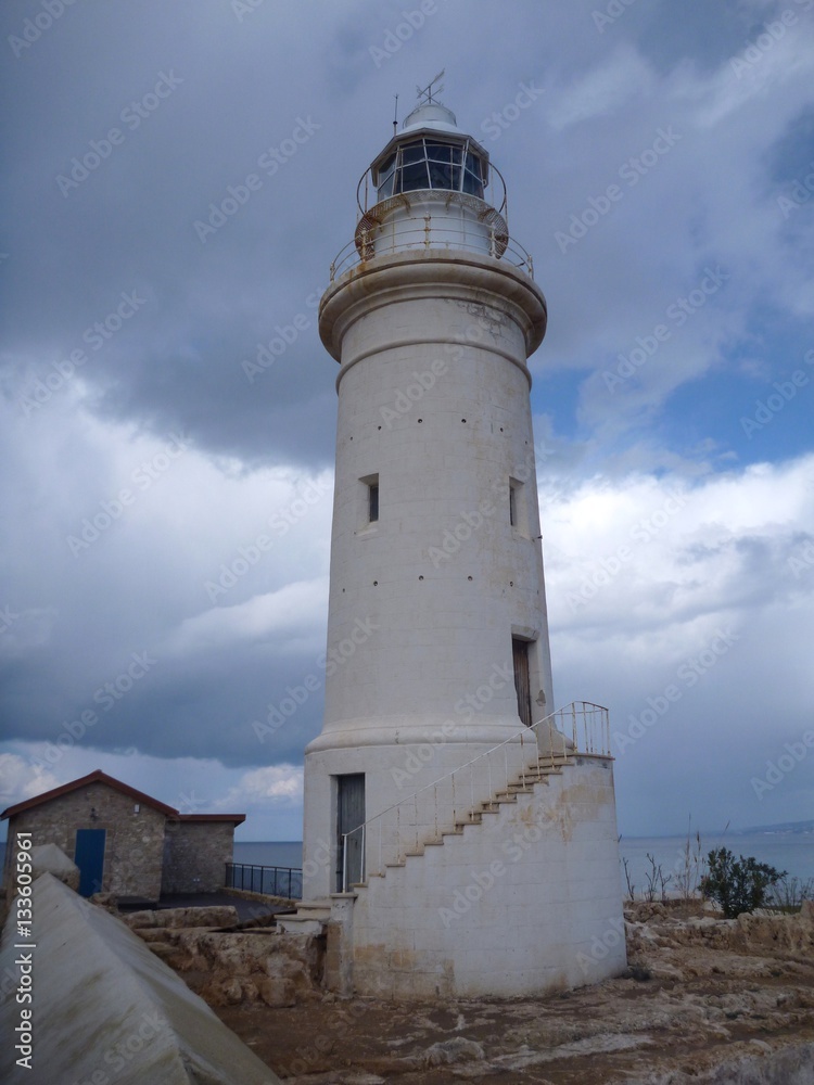 white lighthouse in historical site of kato pafos