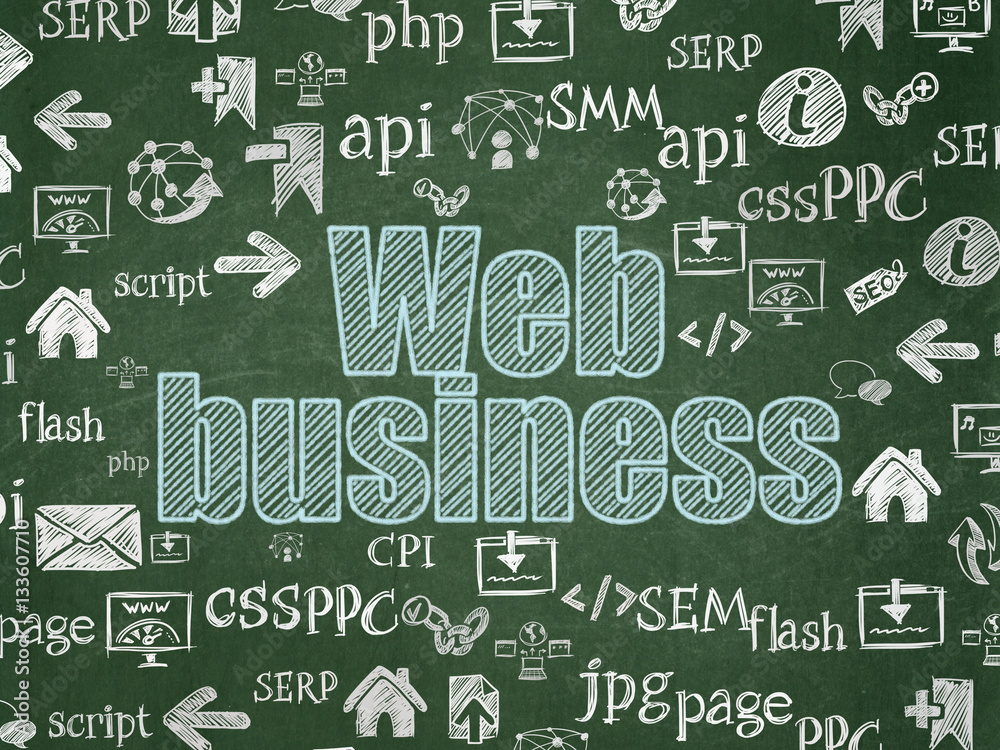 Web design concept: Web Business on School board background Web design concept: Web Business on School board background