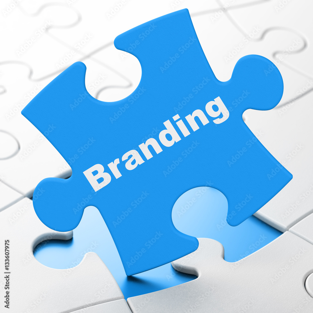 Marketing concept: Branding on puzzle background Marketing concept: Branding on puzzle background