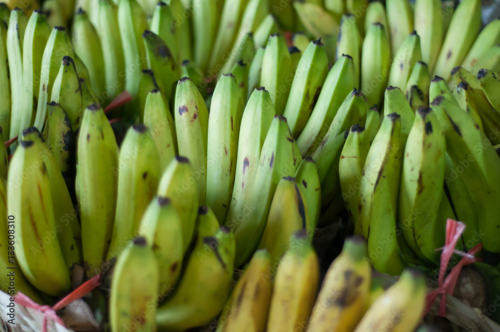 bananas in the market. banana crops.