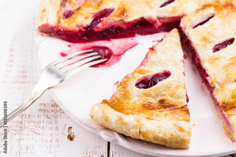 A slice of cherry pie
