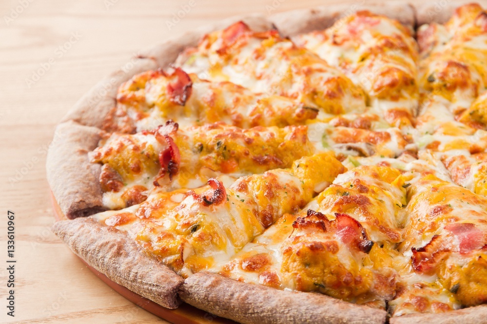 sweet pumpkin pizza on plate sweet pumpkin pizza on plate
