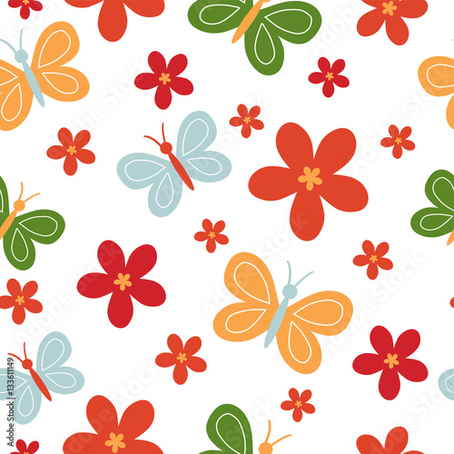 flower and butterflies pattern