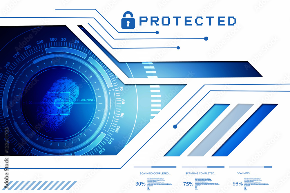 Obraz premium Fingerprint Scanning Technology Concept 2d Illustration