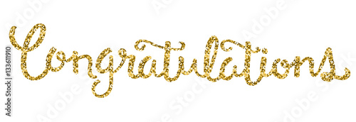 CONGRATULATIONS hand lettering in gold glitter