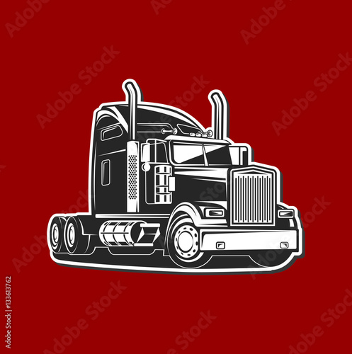 Truck black and white vector illustration