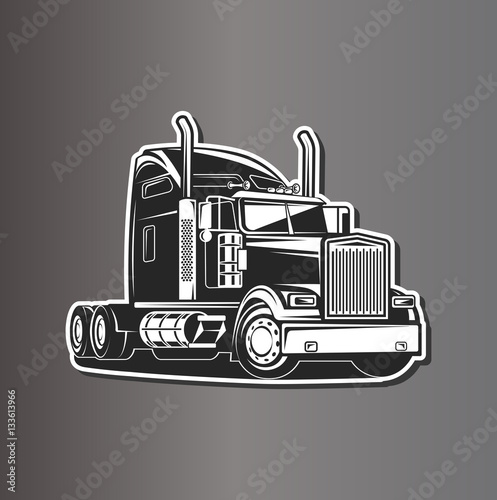 Truck black and white vector illustration