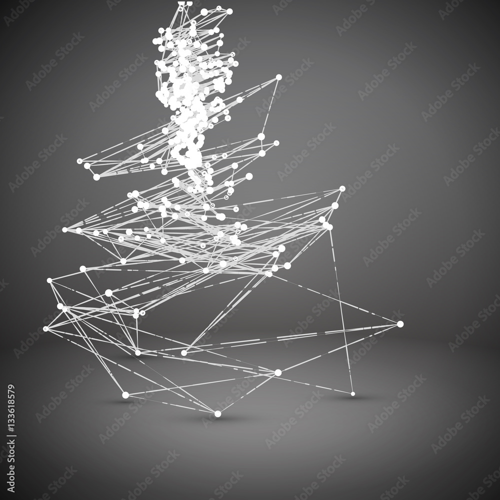 Abstract Geometric Polygonal Shape. Futuristic Technology Vector Science Background. Connecting Dots and Lines Structure