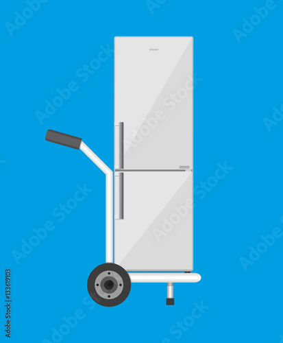 Metallic hand truck with freezer