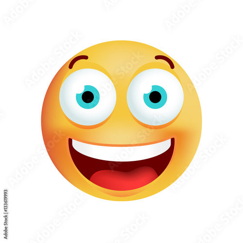 Cute Very Happy Emoticon on White Background. Isolated Vector Illustration 