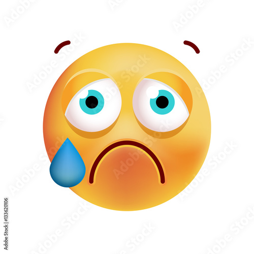 Cute Emoticon Crying on White Background. Isolated Vector Illustration 