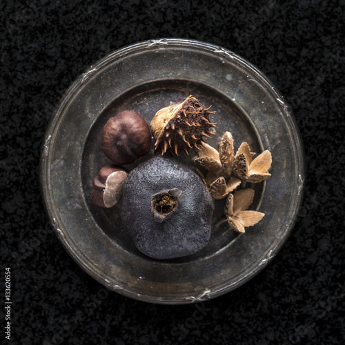 Dried fruits on plate