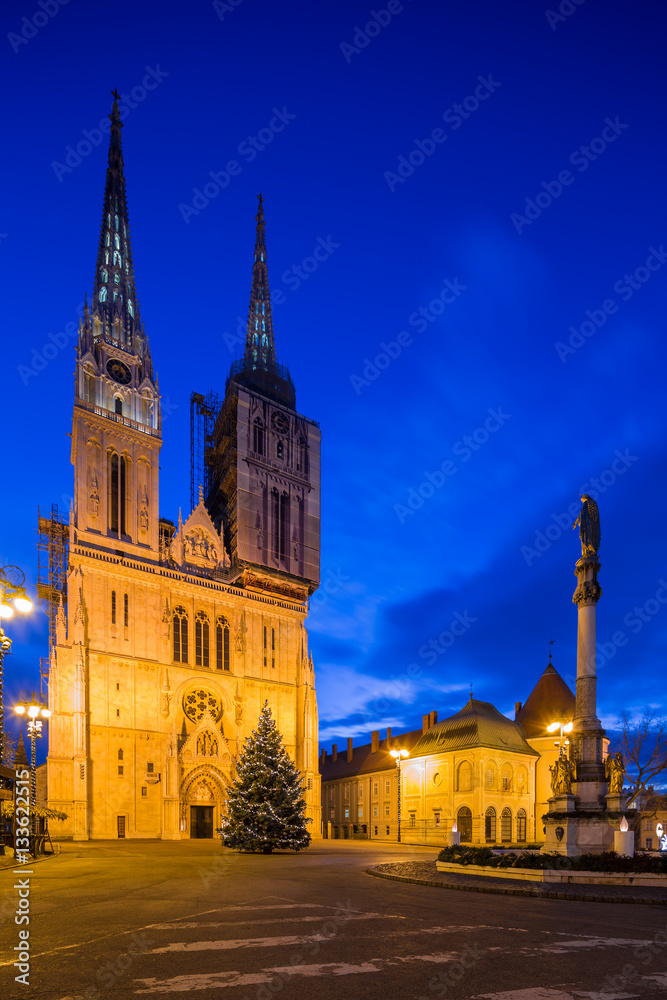 morning view of Zagreb cathedral. Croatia.