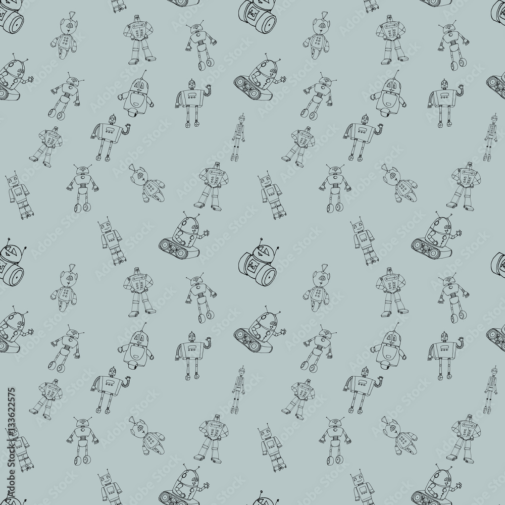 Robot doodles pattern. Robot doodles pattern.