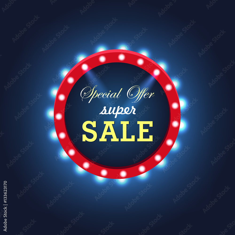 Vector light frame. Retro billboard. Hot deal. Sale and discount, business banner. Vector light frame. Retro billboard. Hot deal. Sale and discount, business banner.