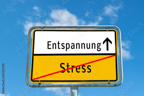 Schilderij op canvas Entspannung/Stress Schild