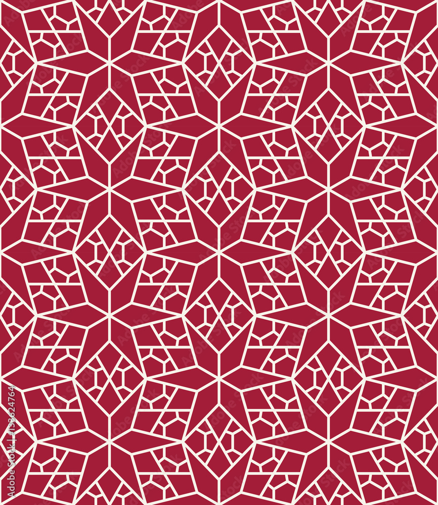 Fototapeta premium Abstract geometric red deco art pillow star pattern