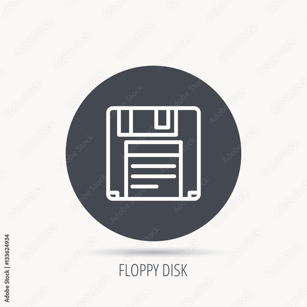 Floppy disk icon. Retro data storage sign. Round web button with flat icon. Vector Floppy disk icon. Retro data storage sign. Round web button with flat icon. Vector