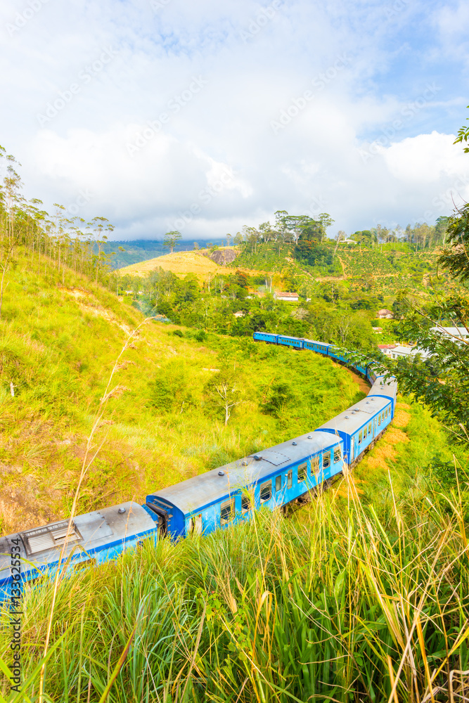 Demodara Loop Train Curving Spiral Track Sri Lanka