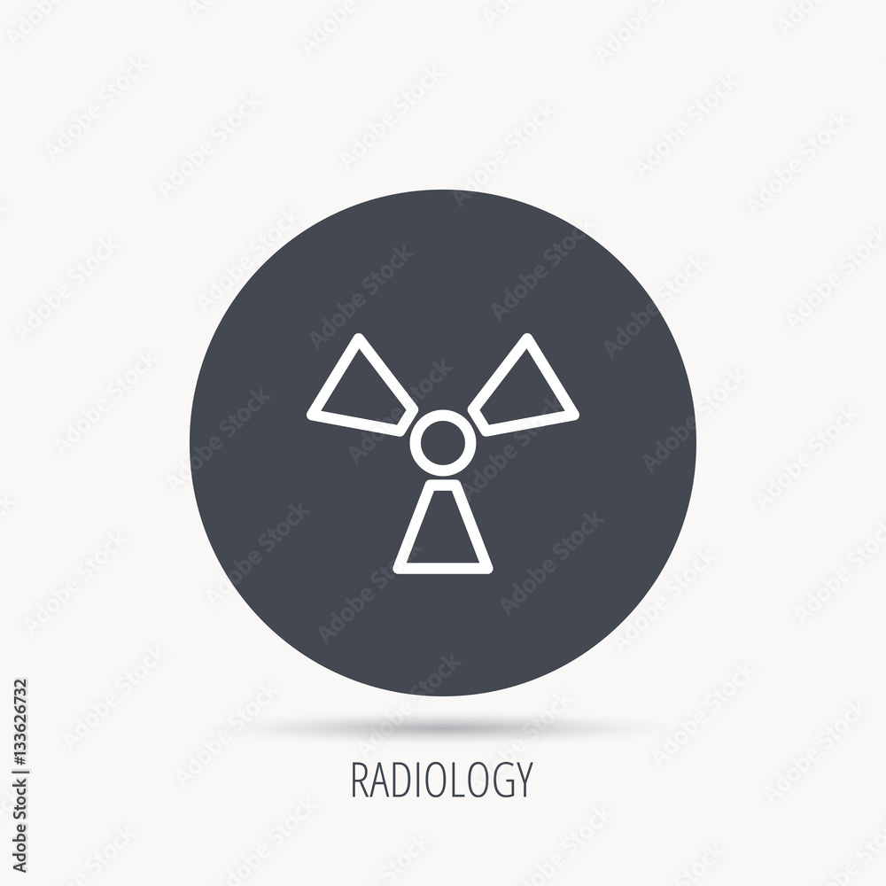 Radiation icon. Radiology sign. Round web button with flat icon. Vector Radiation icon. Radiology sign. Round web button with flat icon. Vector