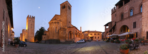 Castell'Arquato, piazza Monumentale al crepuscolo. photo