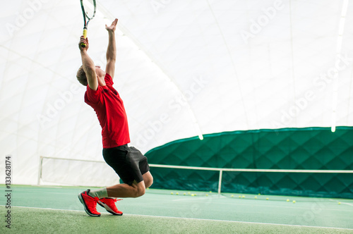 Tennis serve by professional tennis player